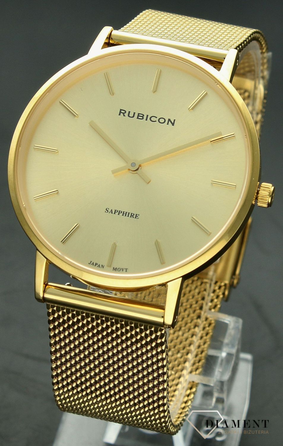 Zegarek damski Rubicon złoty z szafirowym szkłem RNBD76.jpg